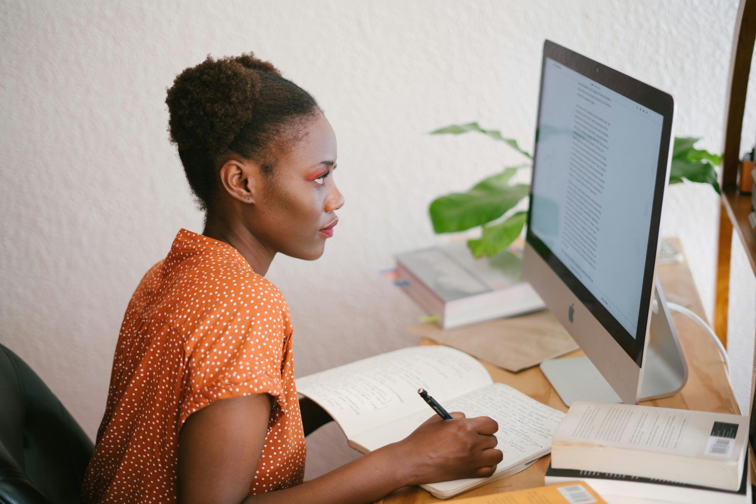 woman working on a computer